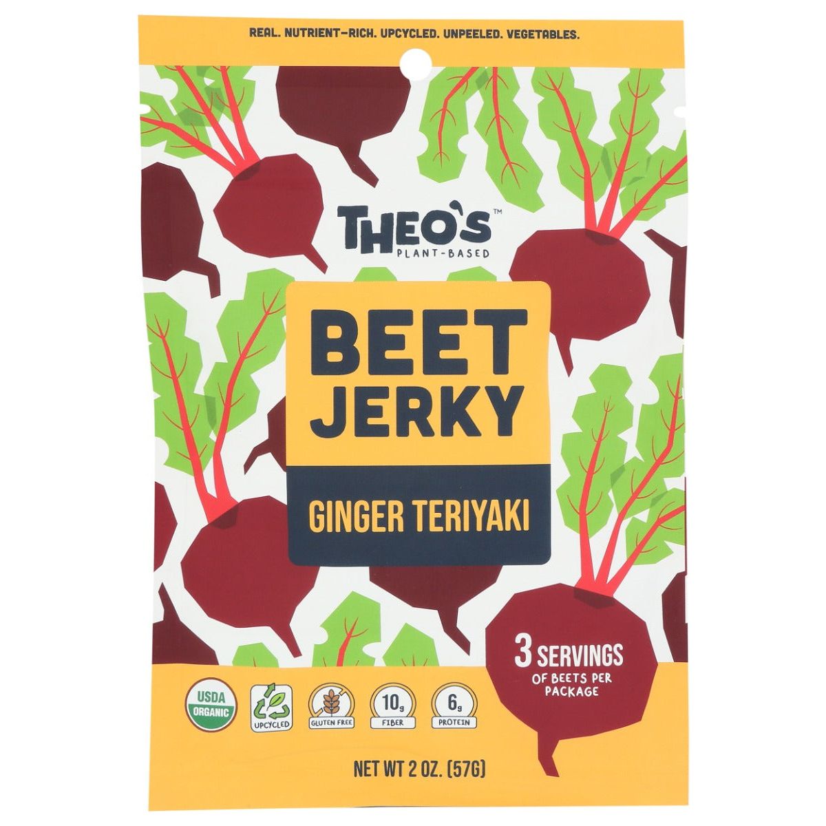THEOS PLANT BASED: Ginger Teriyaki Beet Jerky, 2 oz