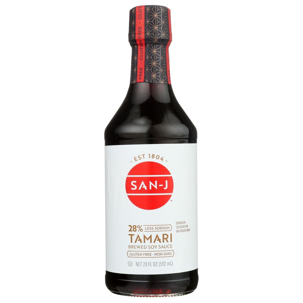 SAN J: Tamari 28 Less Sodium Soy Sauce, 20 oz