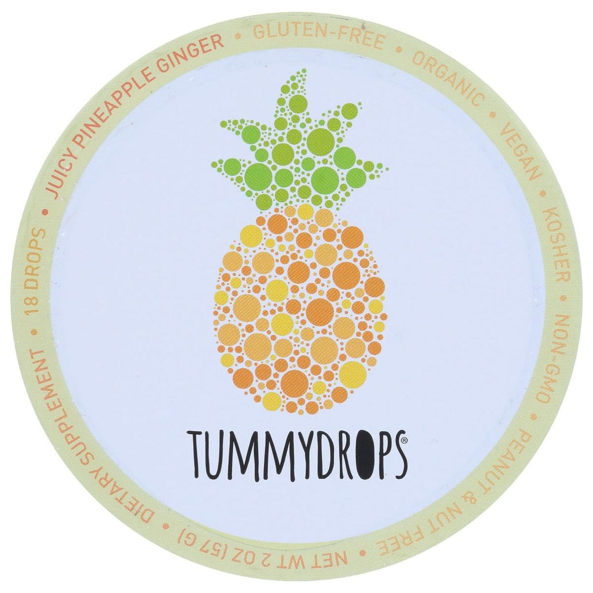 TUMMYDROPS: Organic Sweet Pineapple Ginger, 18 pc