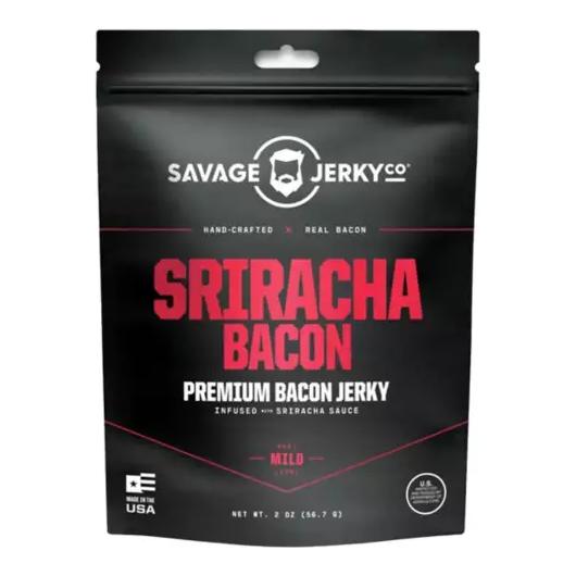 SAVAGE JERKY CO: Sriracha Bacon Premium Bacon Jerky, 2 oz