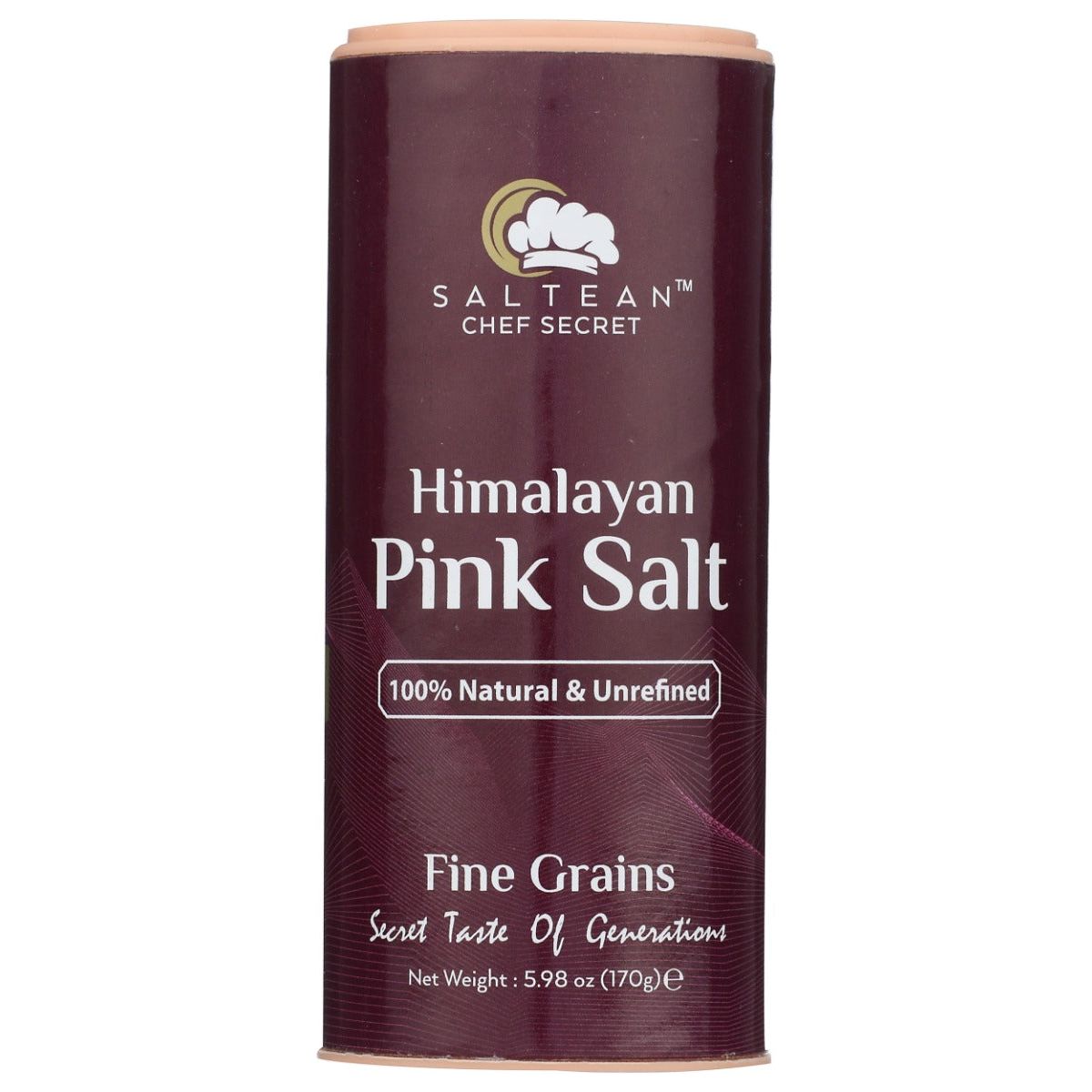 SALTEAN CHEF SECRET: Himalayan Pink Salt Cardboard Shaker, 5.98 oz