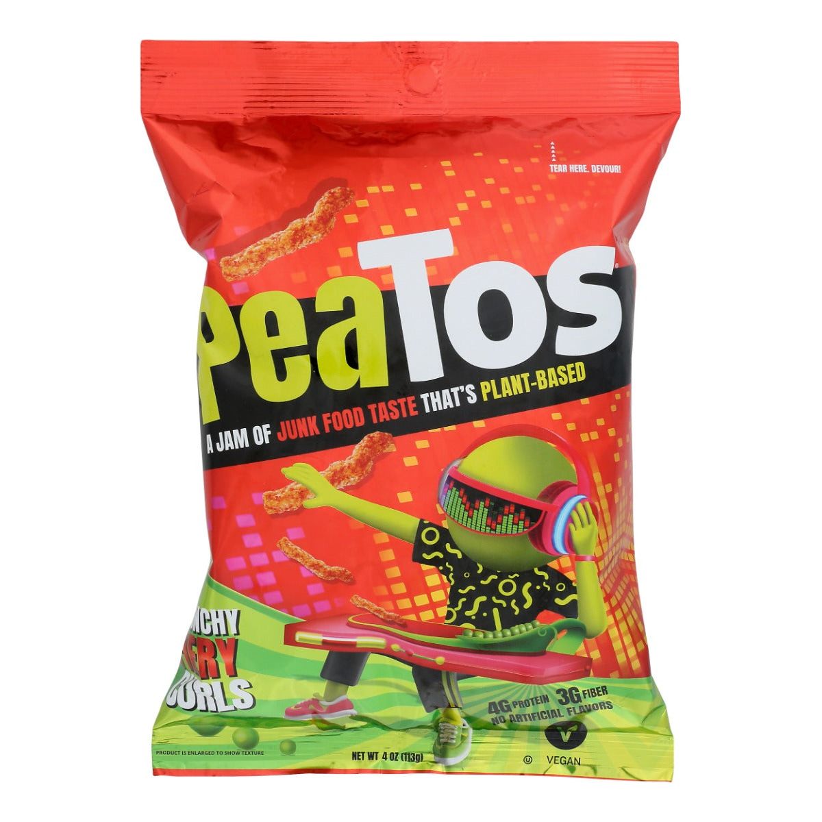 PEATOS: Fiery Hot Crunchy Curls, 4 oz