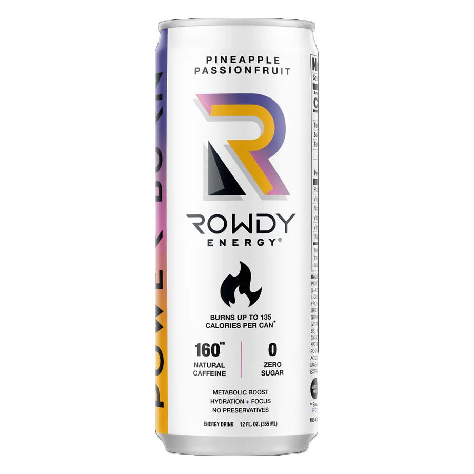 ROWDY ENERGY: Beverage Power Burn Pineapple Passionfruit, 12 FO