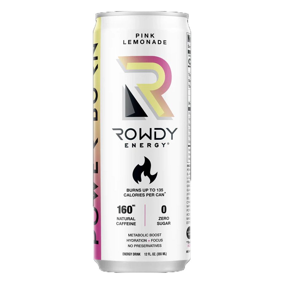 ROWDY ENERGY: Beverage Power Burn Pink Lemonade, 12 FO