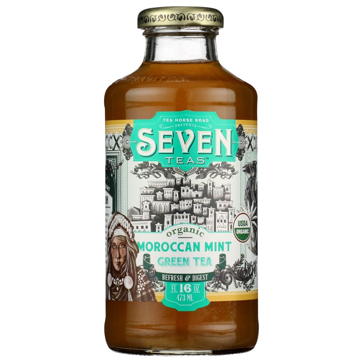 SEVEN TEAS: Moroccan Mint Green Tea Organic, 16 fo