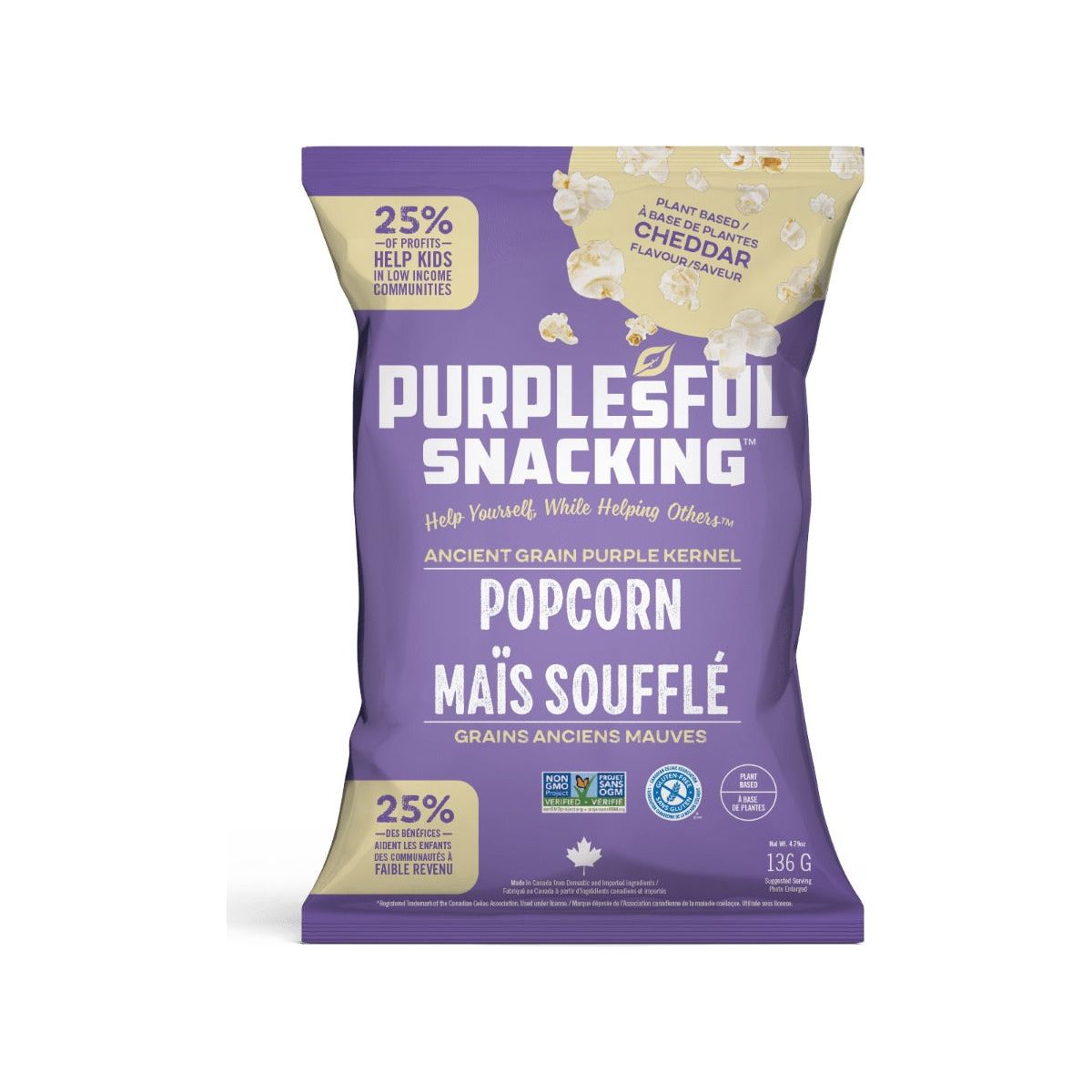 PURPLESFUL: Vegan Cheddar Popcorn, 4.79 oz