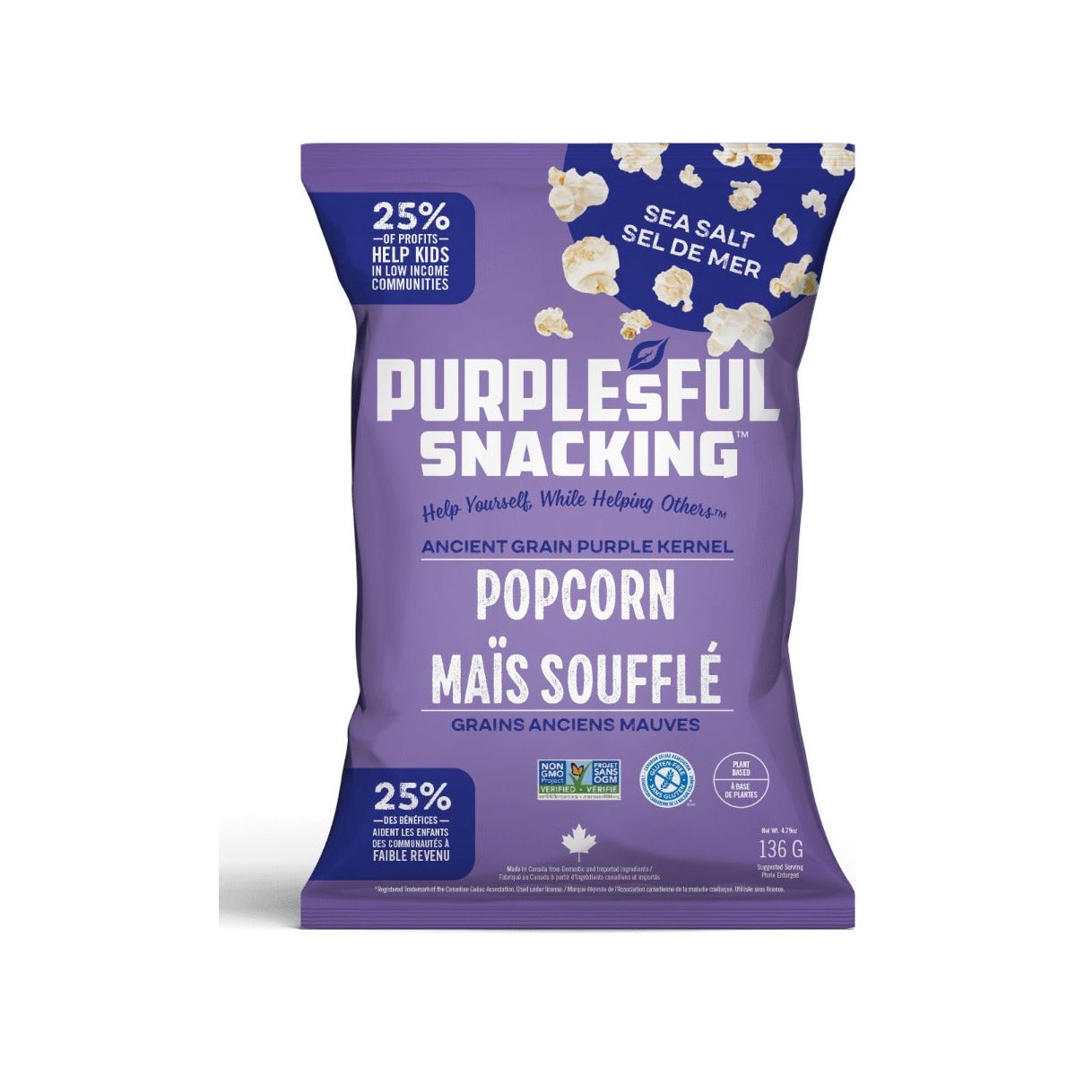 PURPLESFUL: Sea Salt Popcorn, 4.79 oz
