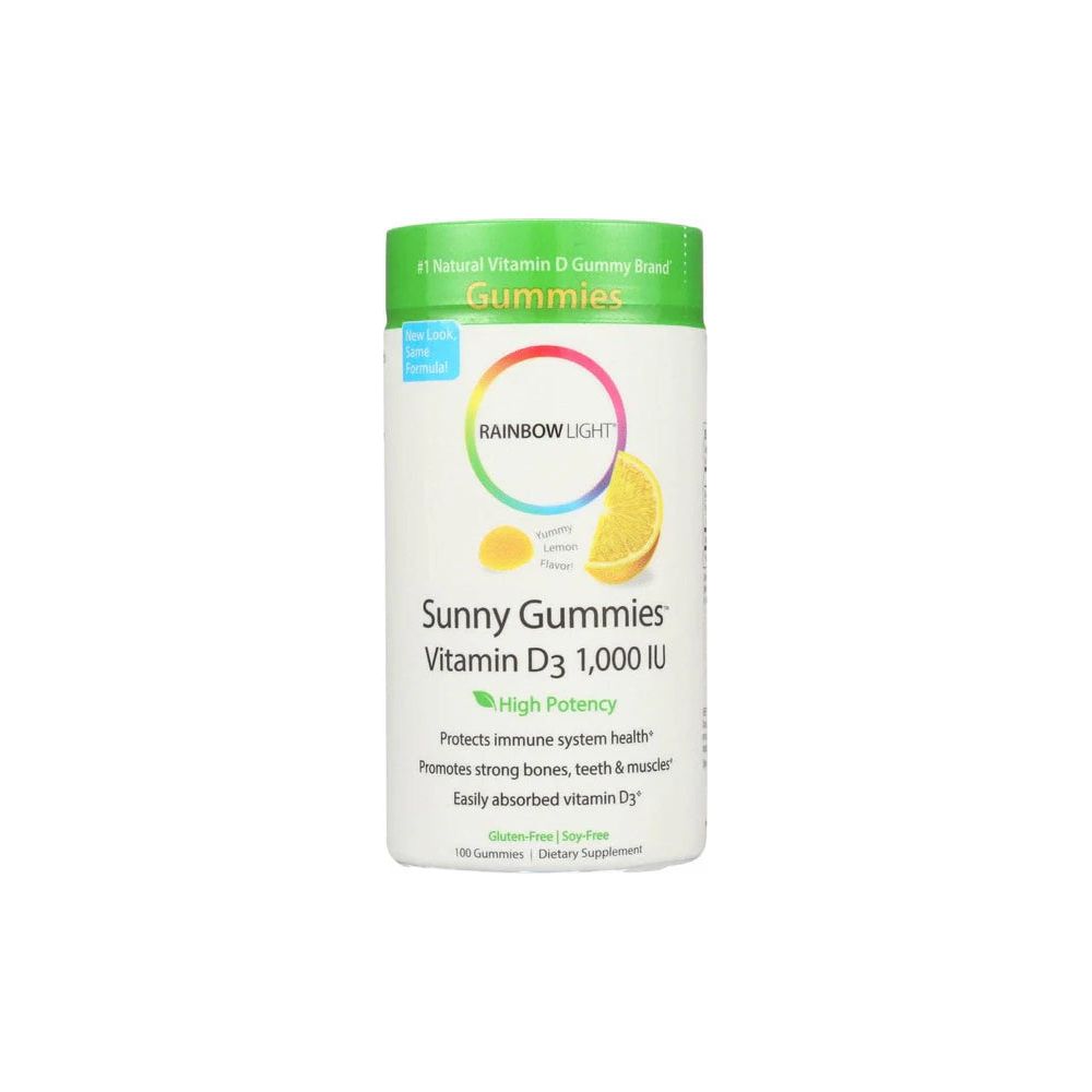 RAINBOW LIGHT: Sunny Gummies Vitamin D3 Yummy Lemon Flavor 1000 IU, 100 Gummies