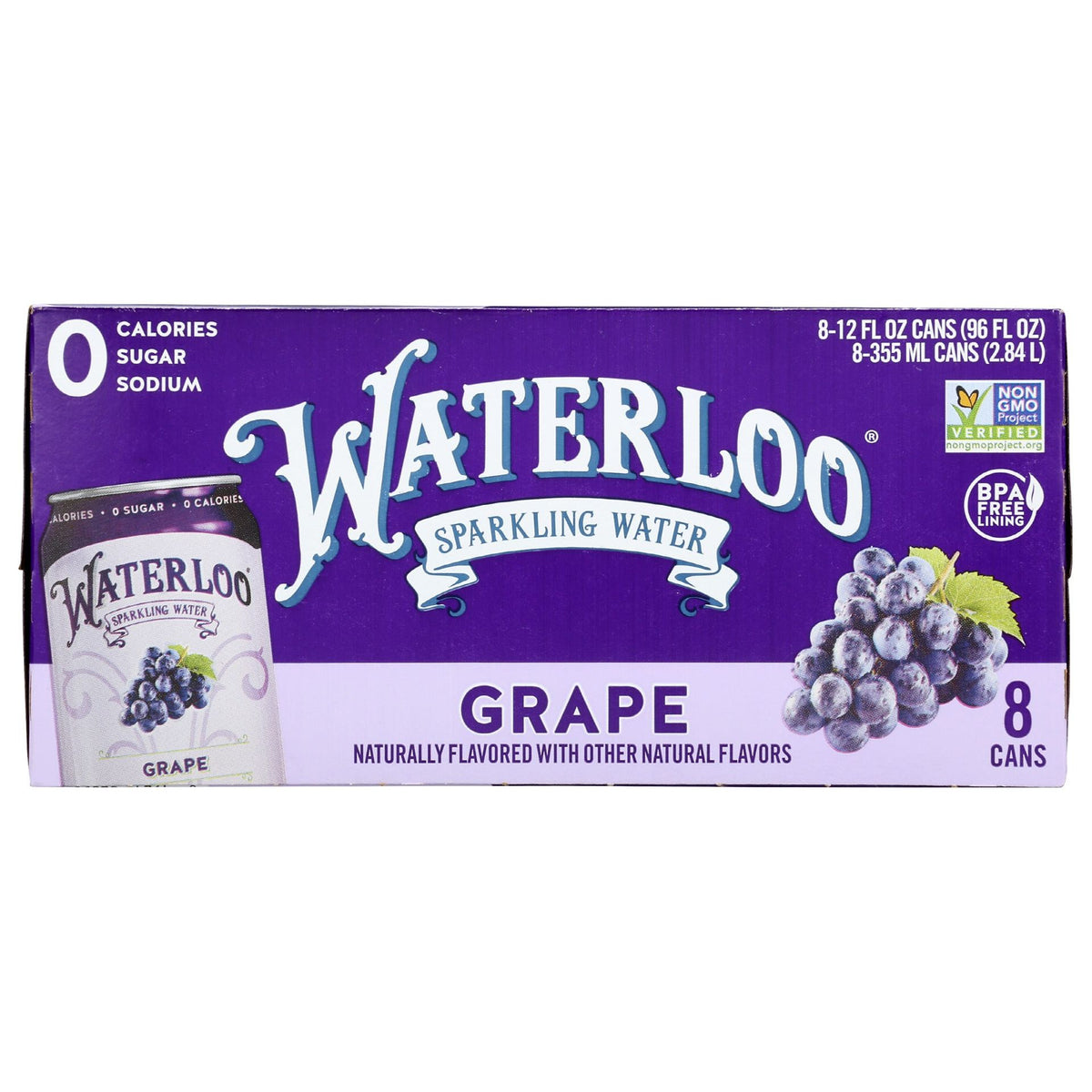 WATERLOO SPARKLING WATER: Water Sparkling Grape 8Pk, 96 FO