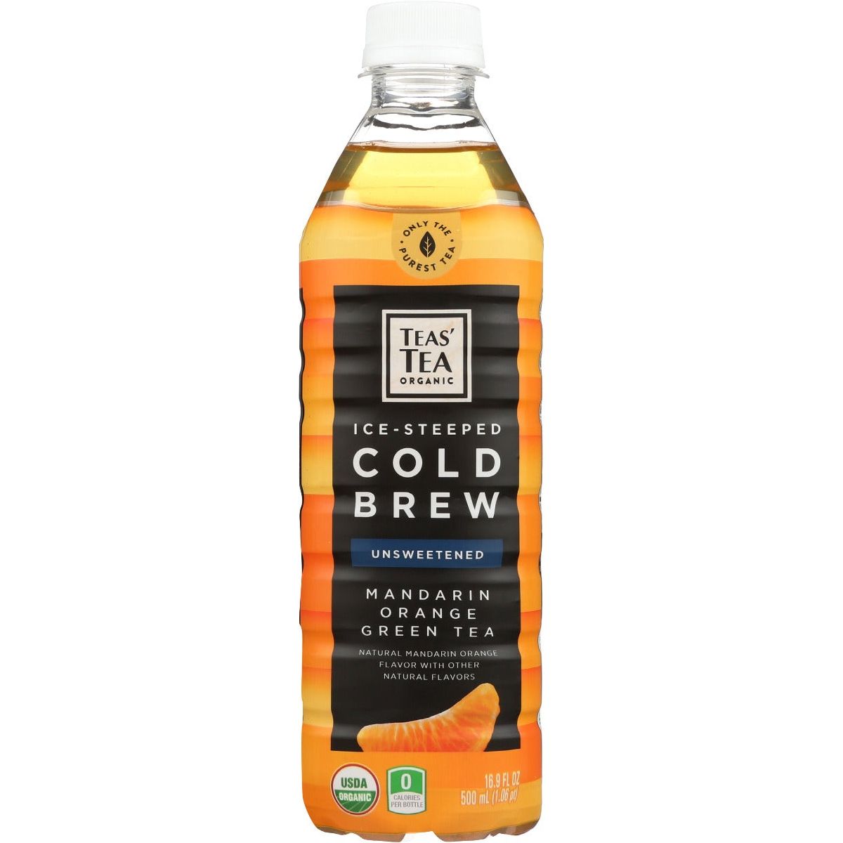 TEAS TEA: Organic Ice Steeped Cold Brew Mandarin Orange Green Tea, 16.9 fo