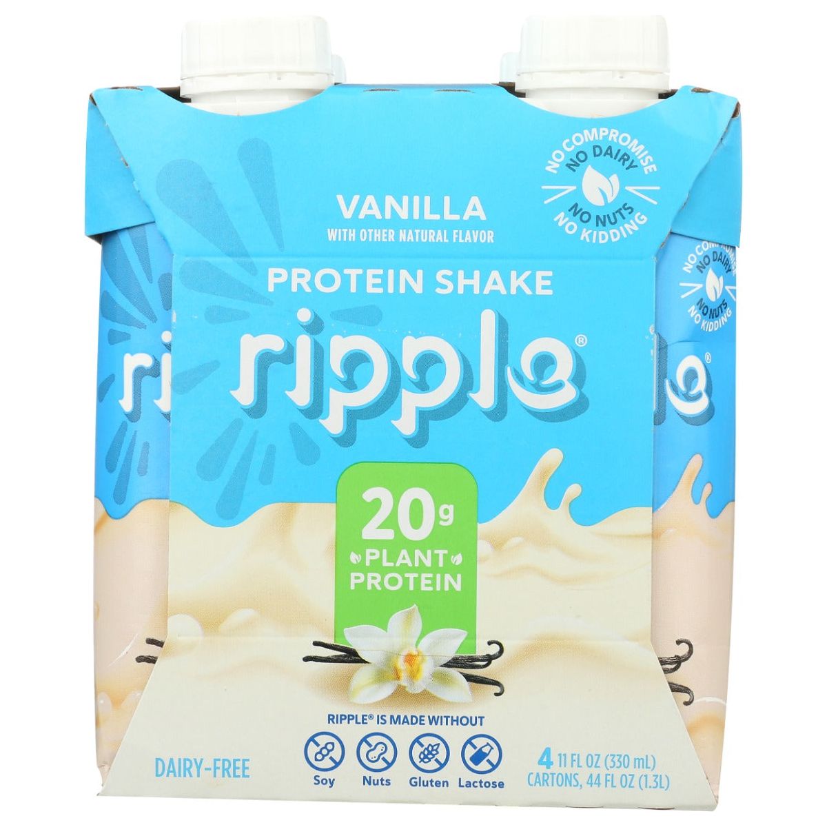 RIPPLE: Plant Protein RTD 4Pk Vanilla, 44 fo