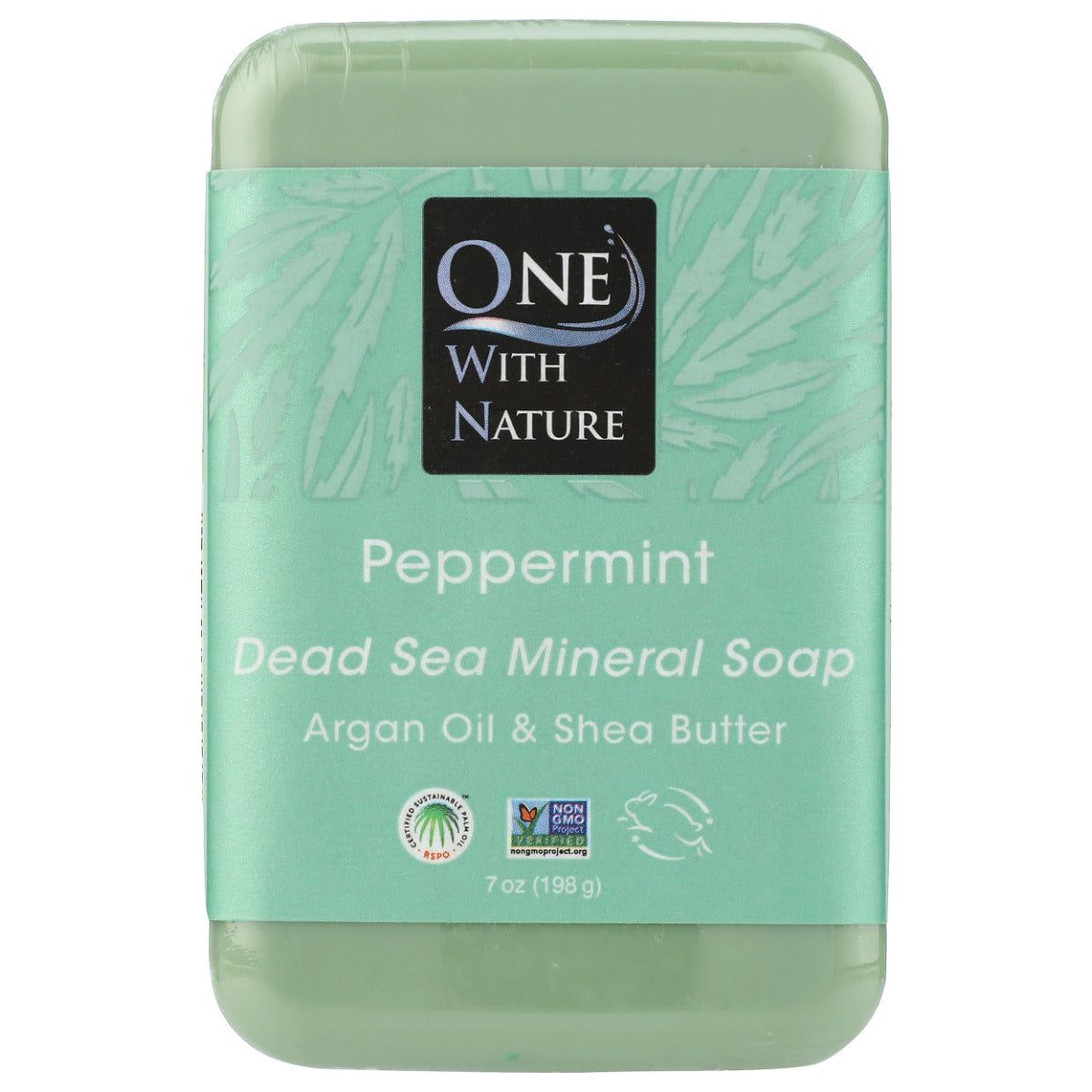 ONE WITH NATURE: Peppermint Soap with Dead Sea Minerals Argan Oil and Shea Butter Essential Oil, 7 oz