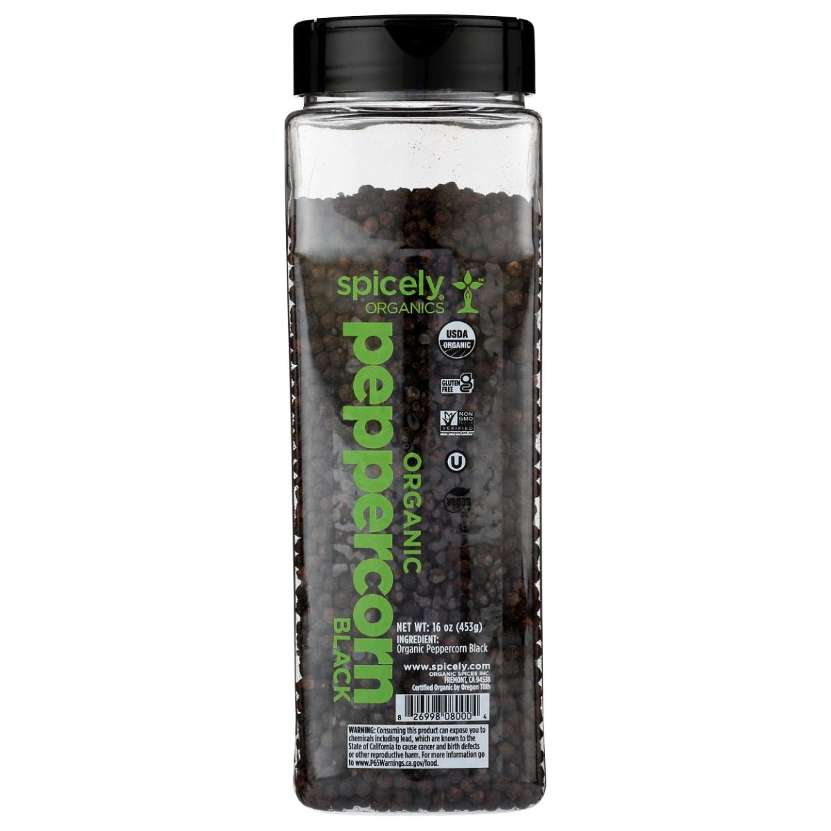 SPICELY ORGANICS: Organic Peppercorn Black, 16 oz