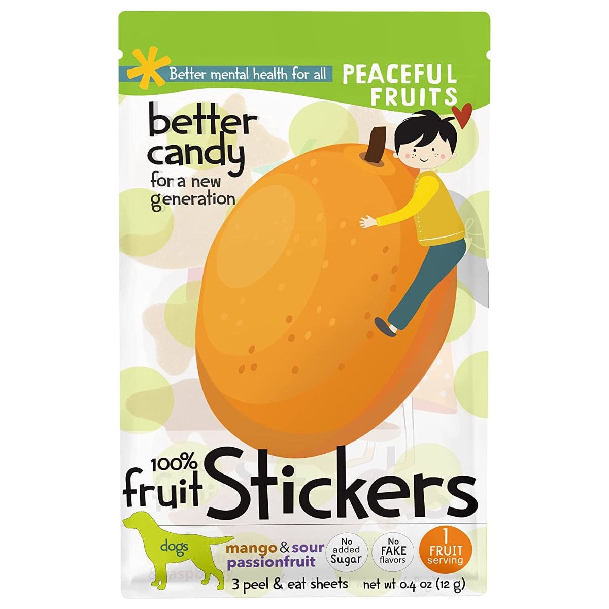 PEACEFUL FRUITS: Mango Passionfruit Candy Stickers, 0.4 oz