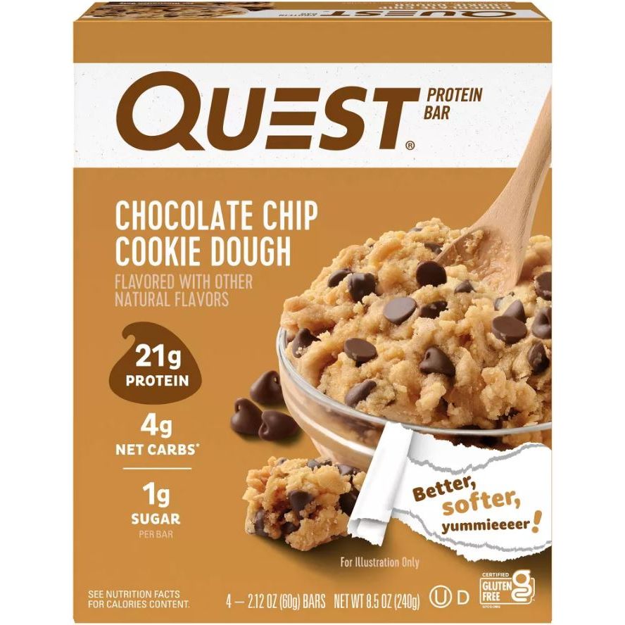 QUEST: Chocolate Chip Cookie Dough Bar 4pk, 8.5 oz