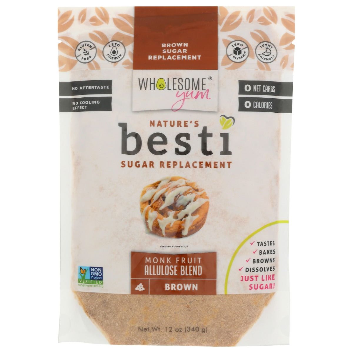WHOLESOME YUM: Besti Brown Monk Fruit Sweetener With Allulose, 12 oz