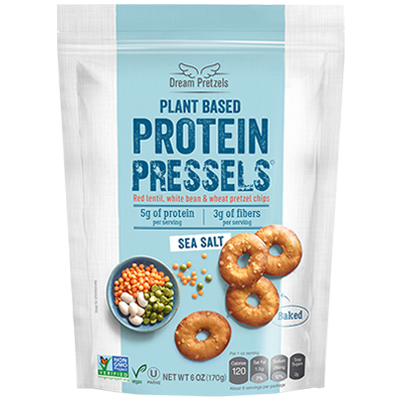 PRESSELS: Plant Based Protein Pretzels Sea Salt, 6 oz