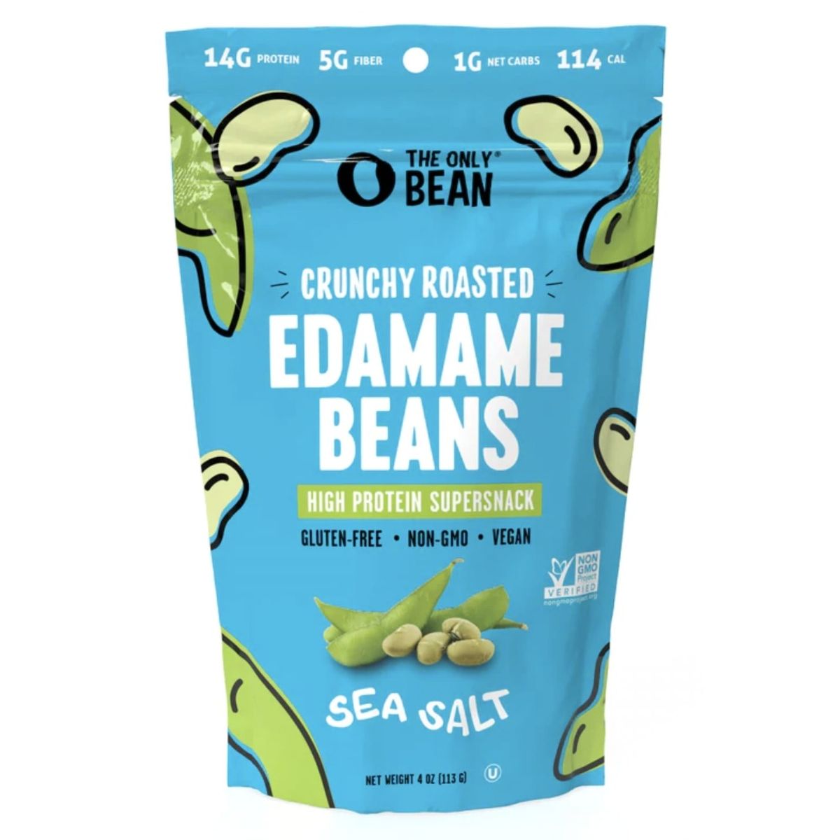 THE ONLY BEAN: Edamame Roasted Crunchy Sea Salt, 4 oz