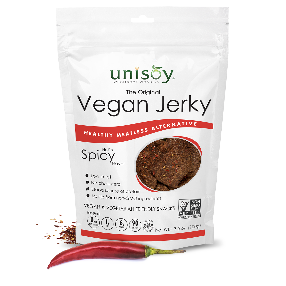 UNISOY: Jerky Vegan Spicy, 3.5 oz
