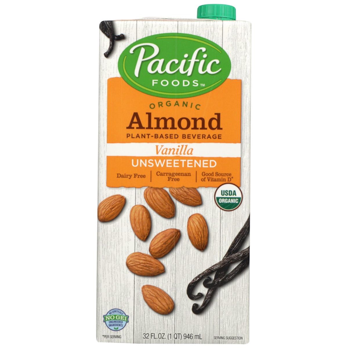 PACIFIC FOODS: Organic Unsweetened Vanilla Almond Milk, 32 fo