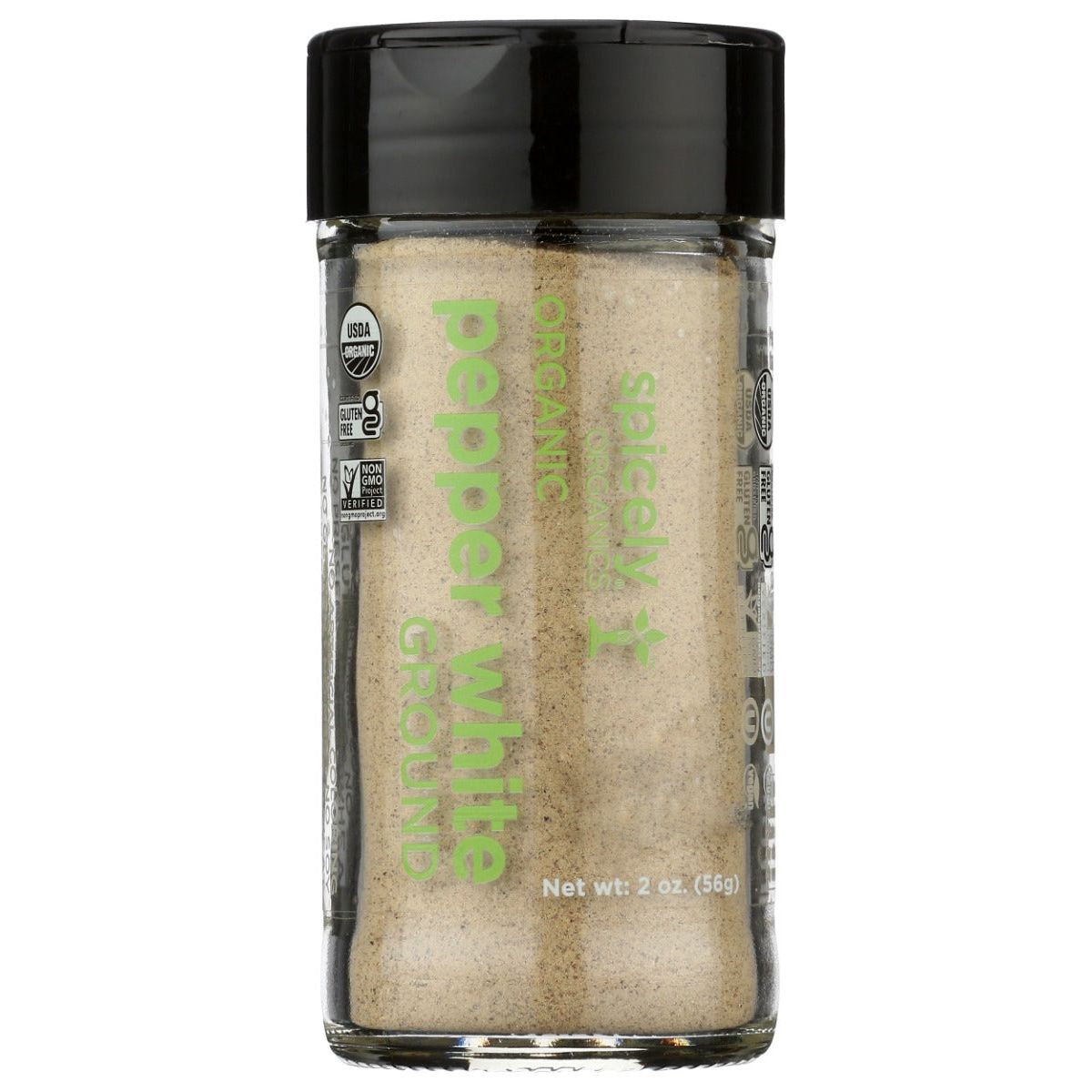 SPICELY ORGANICS: Organic Peppercorn White Ground Jar, 2 oz