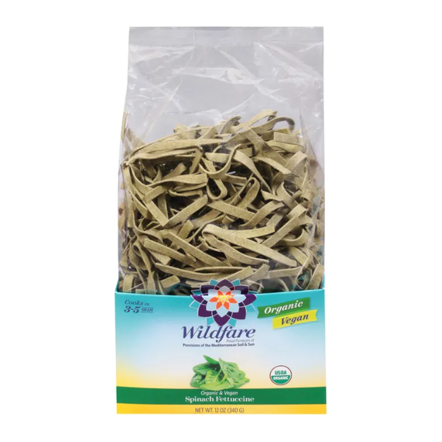 WILDFARE: Organic and Vegan Spinach Fettuccine Pasta, 12 oz