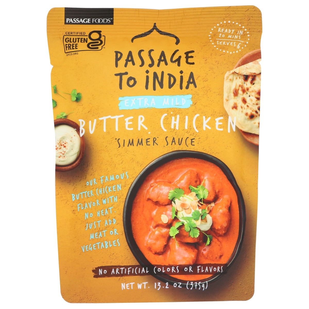PASSAGE FOODS: Extra Mild Butter Chicken Simmer Sauce, 13.2 oz
