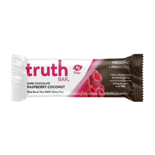 TRUTH BAR: Dark Chocolate Raspberry Coconut Bar, 1.59 oz